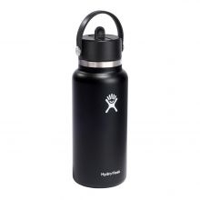 Hydro Flask Wide Flex Μπουκάλι Θερμός Ανοξείδωτο 946ml με Καλαμάκι και Λαβή Μαύρο |  στο MrBag.gr