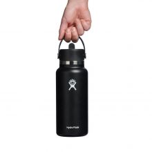 Hydro Flask Wide Flex Μπουκάλι Θερμός Ανοξείδωτο 946ml με Καλαμάκι και Λαβή Μαύρο |  στο MrBag.gr