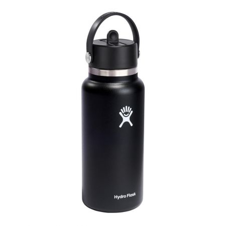 Hydro Flask Wide Flex Μπουκάλι Θερμός Ανοξείδωτο 946ml με Καλαμάκι και Λαβή Μαύρο |  στο MrBag.gr