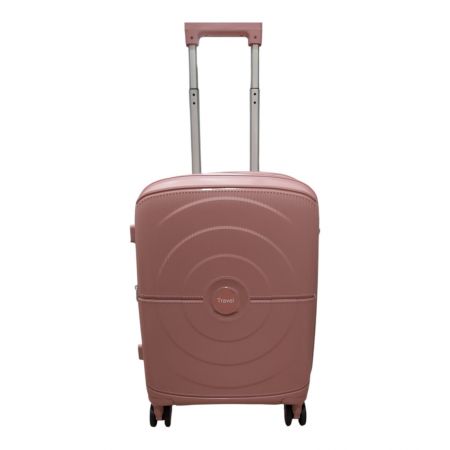 Βαλίτσα Σκληρή Travel Επεκτεινόμενη 55cm Χειραποσκευή Ροζ-Χρυσό |  στο MrBag.gr