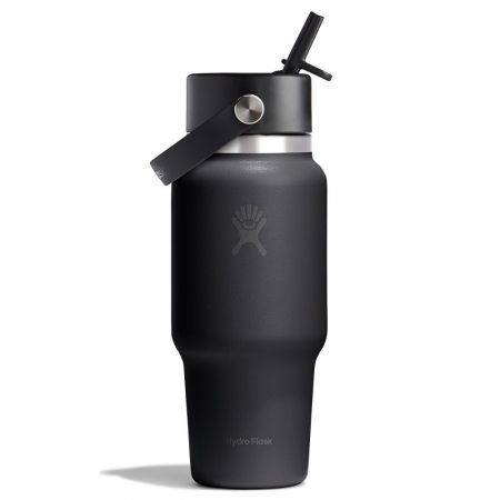 Hydro Flask Wide Flex Cap Μπουκάλι Θερμός Ανοξείδωτο 710ml Flex Straw Cap με Καλαμάκι Μαύρο |  στο MrBag.gr